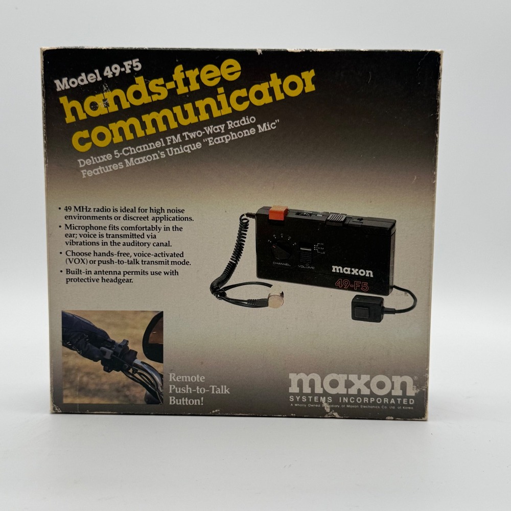 Maxon 49-F5 Hands-Free Communicator OS Black Excellent Vintage FM Radio VOX PTT
